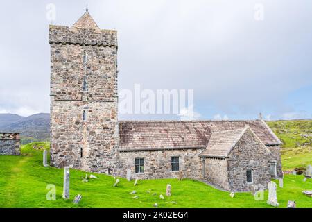 Chiesa di San Clemente (conosciuta anche come Eaglais Rothadail o Chiesa di Rodal) a Rodel, Isola di Harris, Scozia Foto Stock