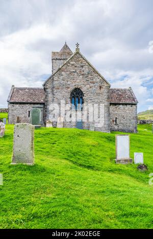 Chiesa di San Clemente (conosciuta anche come Eaglais Rothadail o Chiesa di Rodal) a Rodel, Isola di Harris, Scozia Foto Stock