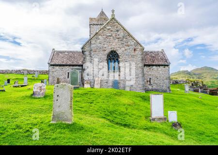 Chiesa di San Clemente (conosciuta anche come Eaglais Rothadail o Chiesa di Rodal) a Rodel, Isola di Harris, Scozia Foto Stock