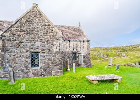 Chiesa di San Clemente (conosciuta anche come Eaglais Rothadail o Chiesa di Rodal) a Rodel, Isola di Harris, Scozia Foto Stock