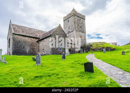 Chiesa di San Clemente (conosciuta anche come Eaglais Rothadail o Chiesa di Rodal) a Rodel, Isola di Harris, Scozia Foto Stock