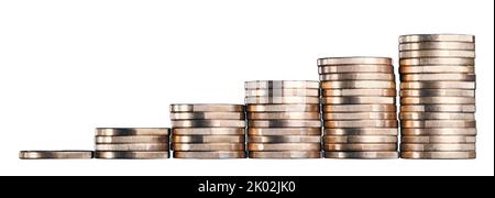 Pile in salita con monete tagliate Foto Stock