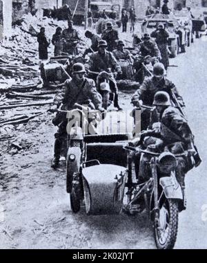 Le truppe naziste invadono la Polonia. 1939 Foto Stock