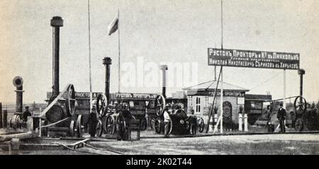 Padiglione delle macchine agricole alla Mostra tutta Russa di Kharkov. Foto del 1886. Foto Stock