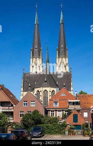 Germania, Billerbeck, Berkel, Baumberge, Muensterland, Westfalia, Renania settentrionale-Vestfalia, Chiesa provista di San Ludgerus, Cattedrale di Ludgerus, chiesa cattolica, chiesa di pellegrinaggio, neo-gotico Foto Stock