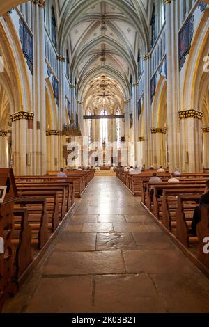 Interno della Cattedrale di San Nicola a Friburgo, Svizzera Foto Stock