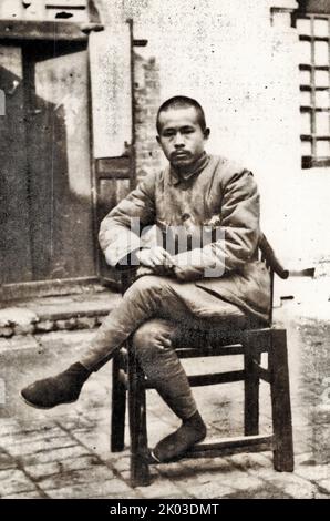 In inverno, Ren Bishi in prima linea a Shanxi. Ren Bishi era un leader militare e politico nel primo Partito comunista cinese. Nei primi anni '1930s, Foto Stock