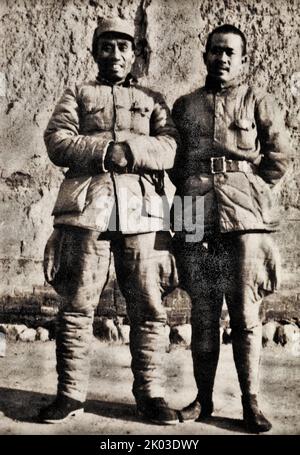 In inverno, Ren Bishi e Zhe De in prima linea a Shanxi. Ren Bishi era un leader militare e politico nel primo Partito comunista cinese. Nei primi anni '1930s, Foto Stock