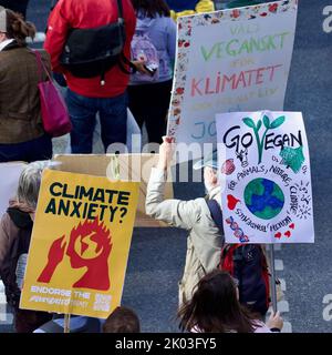 STOCCOLMA, SVEZIA - 9,2022 SETTEMBRE : Greta Thunberg e venerdì per la settimana 212. Foto Stock