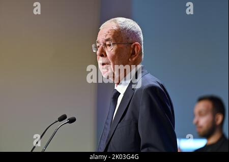 Vienna, Austria. 09th Set, 2022. Insieme per Van der Bellen. Inizio della campagna per le elezioni presidenziali federali con Alexander Van der Bellen Foto Stock