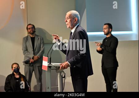 Vienna, Austria. 09th Set, 2022. Insieme per Van der Bellen. Inizio della campagna per le elezioni presidenziali federali con Alexander Van der Bellen Foto Stock