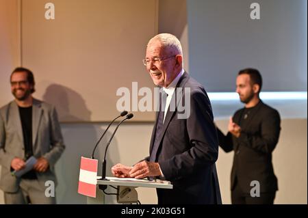 Vienna, Austria. 09th Set, 2022. Insieme per Van der Bellen. Inizio della campagna per le elezioni presidenziali federali con Alexander Van der Bellen Foto Stock