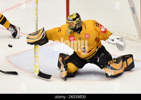 Trinec, Repubblica Ceca. 09th Set, 2022. Gustaf Lindvall (Skelleftea) in azione durante la Champions Hockey League, Gruppo H, partita HC Ocelari Trinec vs Skelleftea AIK, il 9 settembre 2022, a Trinec, Repubblica Ceca. Credit: Jaroslav Ozana/CTK Photo/Alamy Live News Foto Stock