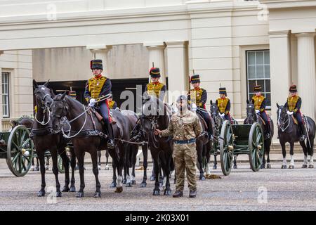 Londra, Regno Unito. 9th Set, 2022. The King's Troop Royal Horse Artillery, British Army, Photo Horst A. Friedrichs Alamy Live News Foto Stock