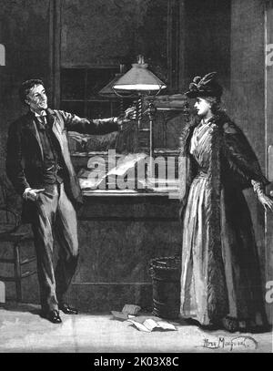 ''Madame Leroux'; di Francis Eleanor Trollope; il signor Hawkin's lo ha rifatto con un flare che ha visto chi era il suo visitatore', 1890'da, 'The Graphic. Un quotidiano settimanale illustrato Volume 41. Da gennaio a giugno, 1890'. Foto Stock