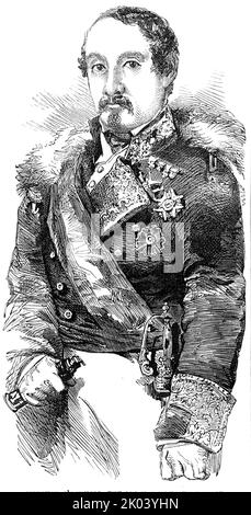 Maresciallo o'Donnell, ministro spagnolo della guerra, 1854. Ritratto di Leopoldo o'Donnell y Jorris, 1st Duca di Tetu&#xE1;n, generale spagnolo e primo Ministro di Spagna. Da "Illustrated London News", 1854. Foto Stock