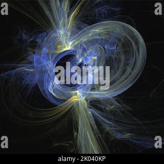 fantasy spazio illustrazione di un pianeta blu su sfondo di spazio scuro, arte, design Foto Stock