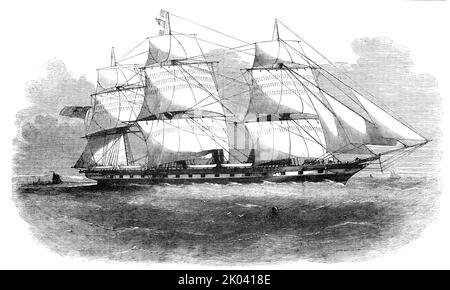 La nave a vapore a vite "Prince", naufragata al largo di Balaclava Harbour, 1854. Guerra di Crimea: Gravi naufragi di tempesta fino a 30 navi tra cui le navi da guerra della Royal Navy. '...il vento soffia un terribile uragano da sud e da ovest...il capitano Goodall, che era stato sul ponte dall'inizio della gallina, chiamato tutte le mani a poppa, e, con il capitano Baynton, R.N., agente di trasporto, Tolse i loro cappotti, capitano Goodall, allo stesso tempo, dicendo: "Ora, i miei ragazzi. Ho fatto del mio meglio per te; ogni uomo deve cercare di salvarsi"...circa 9,16:00 la nave toccò le rocce, e, a causa Foto Stock