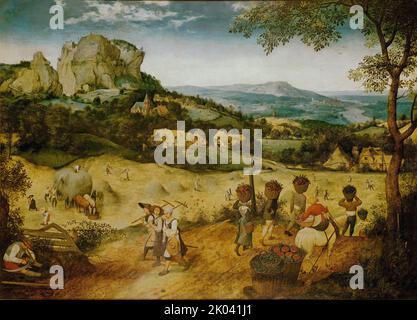 The Hay Harvest (Haymaking), 1565. Si trova nella collezione della Galleria Nazionale di Praga. Foto Stock