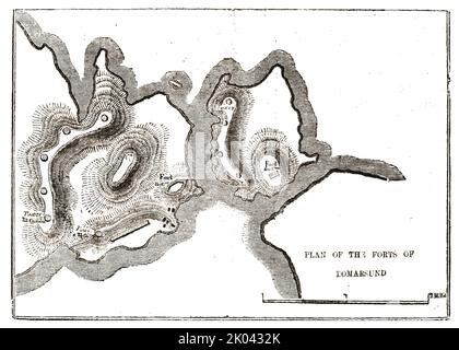 "Piano dei forti di Bomarsund", 1854. Da "Cassell's Illustrated Family Paper; London Weekly 31 Dec 1853 to 30 Dec 1854". Foto Stock