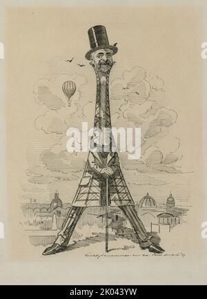 Gustav Eiffel nella forma della Torre Eiffel, esposizione universelle, 1889, 1889. Collezione privata. Foto Stock