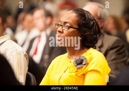 Il briefing della Federal Housing Administration (FHA) presso la sede centrale dell'HUD, con David Stevens, commissario FHA. Foto Stock