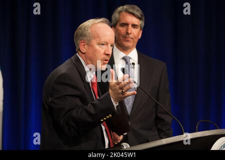 Il briefing della Federal Housing Administration (FHA) presso la sede centrale dell'HUD, con David Stevens, commissario FHA. Foto Stock