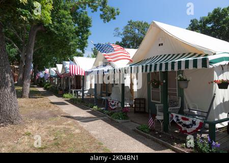 Lo storico quartiere di tende estive Camp Methodist di Ocean Grove, sulla riva del New Jersey. Foto Stock