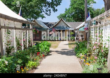 Lo storico quartiere di tende estive Camp Methodist di Ocean Grove, sulla riva del New Jersey. Foto Stock