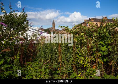 Vista sull'Università di Glasgow in un giorno d'estate Foto Stock