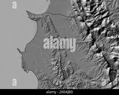 Durres, contea di Albania. Mappa altimetrica bilivello con laghi e fiumi Foto Stock