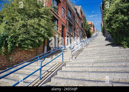 Montagne de Bueren famoso 374-step staicase a Liegi, Belgio Foto Stock