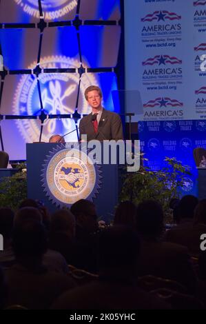 Attività alla American Federation of Labor-Congress of Industrial Organisations (AFL-CIO) Building and Construction Trades Convention, con intervento del Segretario Shaun Donovan. Foto Stock