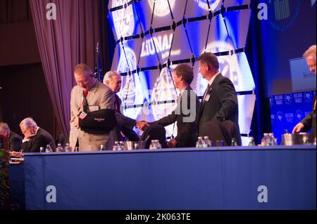 Attività alla American Federation of Labor-Congress of Industrial Organisations (AFL-CIO) Building and Construction Trades Convention, con intervento del Segretario Shaun Donovan. Foto Stock