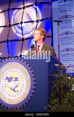 Attività alla American Federation of Labor-Congress of Industrial Organisations (AFL-CIO) Building and Construction Trades Convention, con intervento del Segretario Shaun Donovan. Foto Stock