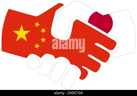 Cina - Giappone : Handshake, simbolo di accordo o di amicizia Foto Stock