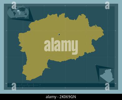 Guelma, provincia dell'Algeria. Forma a tinta unita. Mappe delle posizioni ausiliarie degli angoli Foto Stock