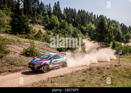 58 PAJARI Sami (fin), MALKONEN Enni (fin), Ford Fiesta Rally3, in azione durante il Rally dell'Acropoli Grecia 2022, 10th° round del WRC World Rally Car Championship 2022, dal 8 al 11 settembre 2022 a Lamia, Grecia - Foto Nikos Katikis/DPPI Foto Stock