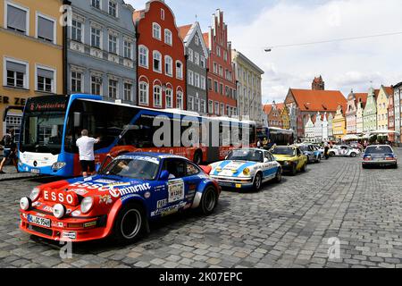 13. 08. 2022, Olympic Rally 72, 1972, 50th Anniversary Revival 2022, corse automobilistiche, rally, auto classica, Landshut, punto di controllo Foto Stock