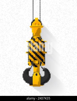 Icona del pixel del gancio della gru, illustrazione vettoriale Foto Stock