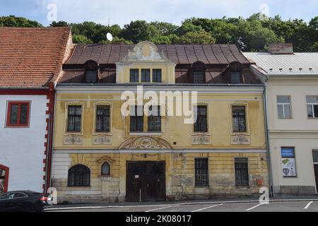 Città medievale di Horni Slavkov (Schlaggenwald) in Boemia, Repubblica Ceca: Parte del centro storico Foto Stock