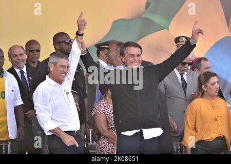 Commemorazione del bicentenario dell'indipendenza del Brasile con una dimostrazione di sostegno al Presidente della Repubblica Jair Messias Bolsona Foto Stock