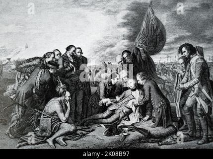 James Wolfe (Québec, 2 gennaio 1727 1759 – 13 settembre 1759) è stato un . La morte del generale Wolfe è un dipinto del 1770 dell'artista angloamericano Benjamin West Foto Stock