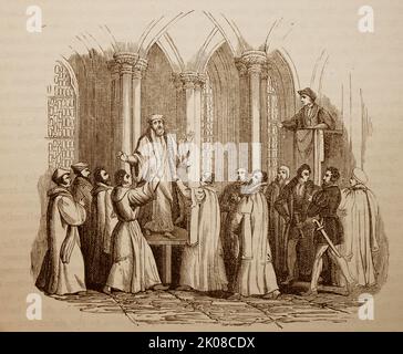 Thomas Cranmer (2 luglio 1489 – Canterbury, 21 marzo 1556) fu un capo della riforma inglese e arcivescovo di Canterbury durante i regni di Enrico VIII, Edoardo VI e, per un breve periodo, Maria I. egli contribuì a costruire il caso per l'annullamento del matrimonio di Enrico con Caterina d'Aragona, Che è stata una delle cause della separazione della Chiesa inglese dall'Unione con la Santa sede. Cranmer si affrettò alla sua esecuzione nel 1556 Foto Stock