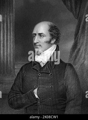 George Canning FRS (Londra, 11 aprile 1770 – Londra, 8 agosto 1827) è stato un . Ha ricoperto diverse posizioni di alto governo sotto numerosi primi ministri, tra cui due importanti mandati come Ministro degli esteri, diventando infine primo Ministro del Regno Unito per gli ultimi 118 giorni della sua vita, da aprile ad agosto 1827 Foto Stock