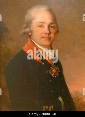 Ritratto di Alexander Arsenyev, 1796-1797, di Vladimir Lukich Borovikovsky (1757 - 1825) è stato un artista imperiale russo di primo piano di Cossack ucraino, che ha servito alla corte di Caterina la Grande e ha dominato la ritrattistica nell'impero russo alla fine del 19th ° secolo Foto Stock