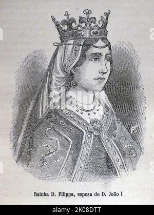 Philippa di Lancaster (c. 1360 marzo - 19 luglio 1415 Odivelas) è stata una principessa inglese della Casa di Lancaster, figlia di Giovanni di Gand, 1st duca di Lancaster, con la moglie Branca de Lancastre. Quando aveva 18 anni, le fu assegnata la distinzione inglese dell'Ordine del Garter, che, anni dopo, avrebbe contribuito alla sua immagine di Santa regina. Divenne regina consorte del Portogallo attraverso il suo matrimonio con re Joao I. Foto Stock