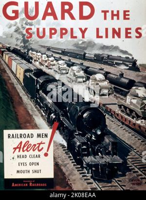 Guard the Supply Lines - prima pagina della seconda Guerra Mondiale americana Foto Stock