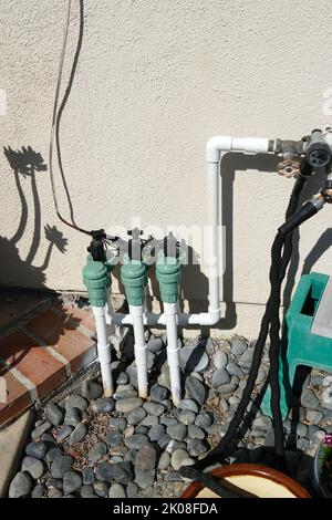 Valvole di controllo dell'impianto sprinkler automatico Foto Stock