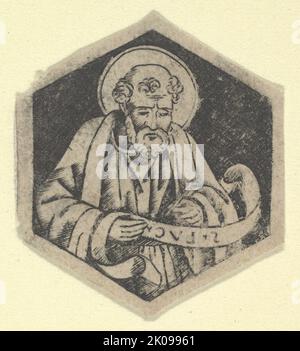 San Luca evangelista, con un banderolo (forse un'impressione moderna), ca. 1480-1520. Foto Stock